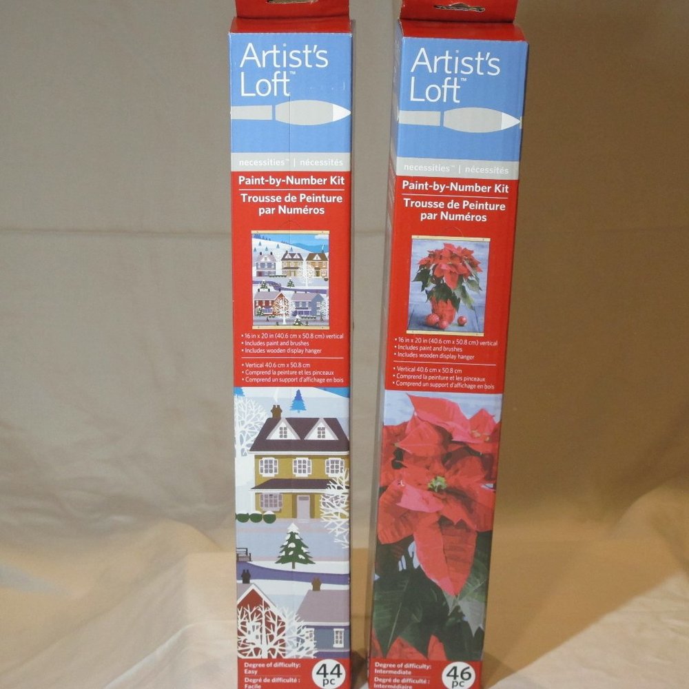 2 paint by number winter theme scenes